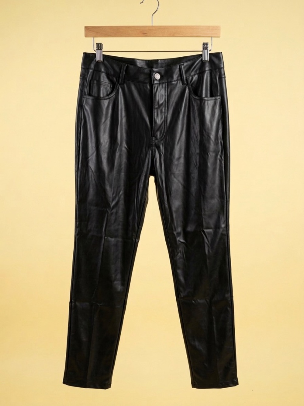 SHEIN Black Faux Leather Skinny Pants